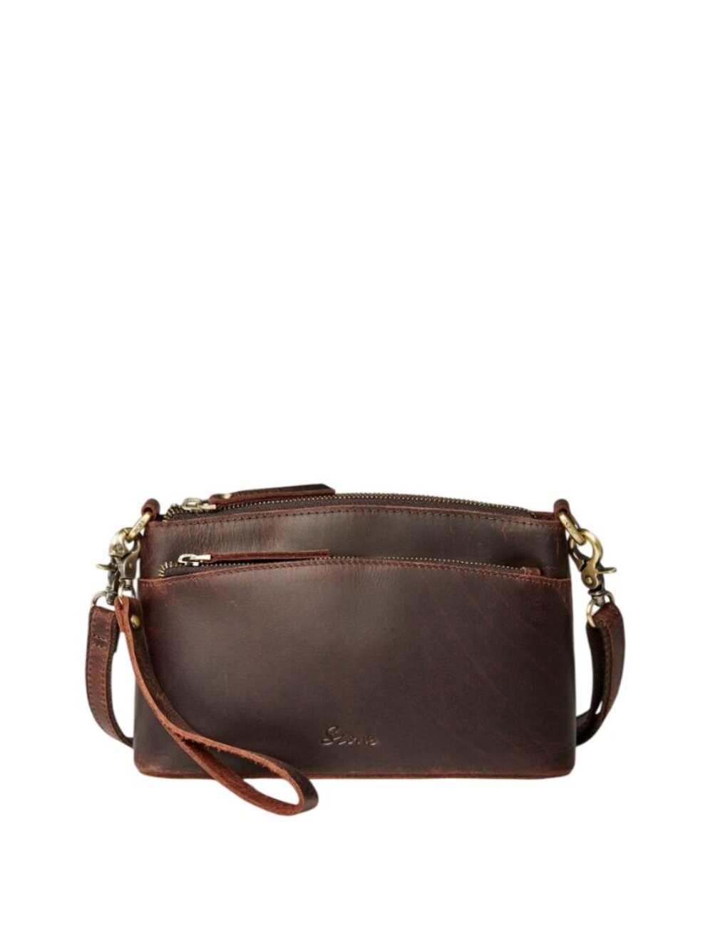 S-Zone Crazy Horse Leather Crossbody Bag Small Purse  Adjustable Strap Western